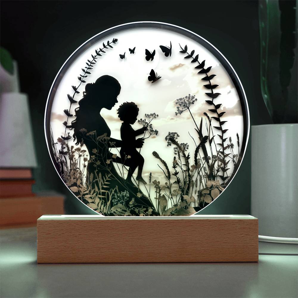 Mother and Child Pressed Flowers Acrylic Plaque
