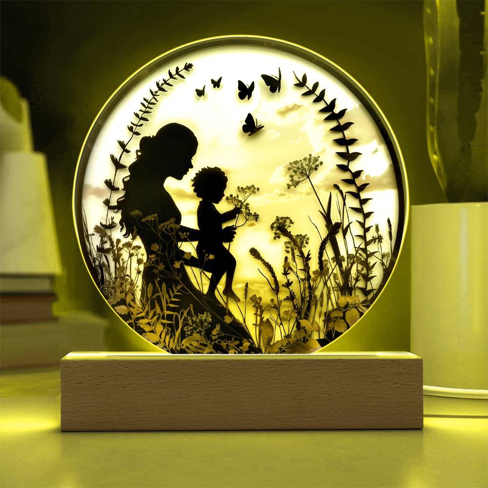 Mother and Child Pressed Flowers Acrylic Plaque