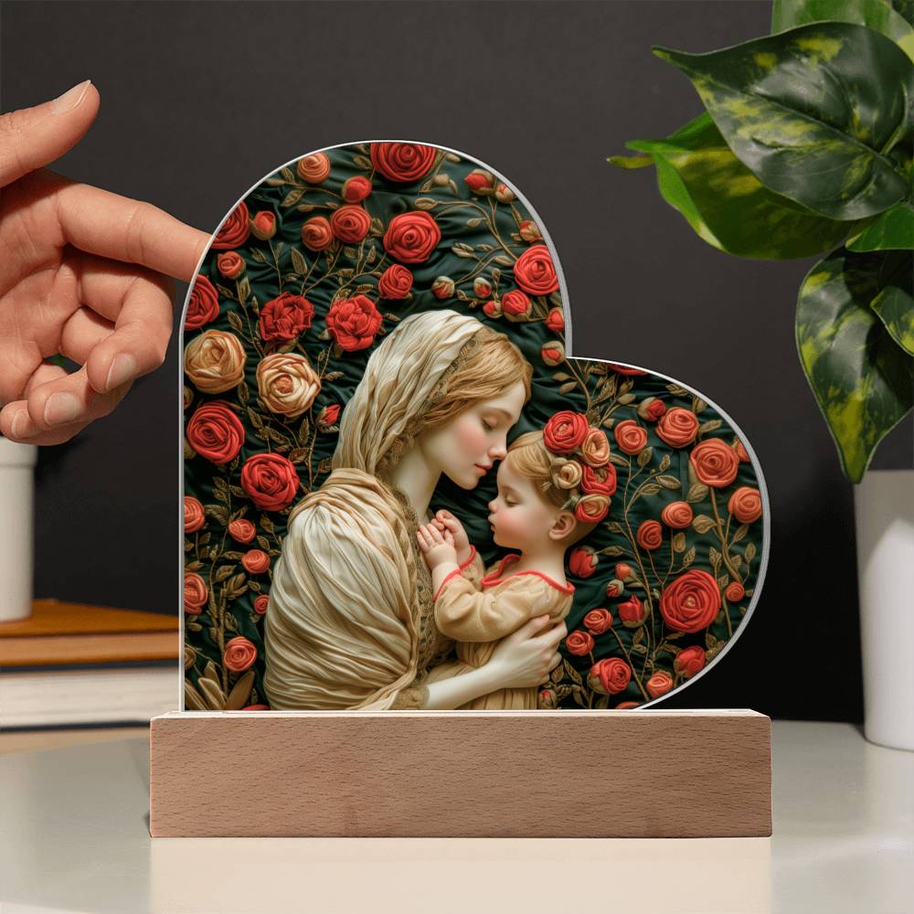Mother and Child Acrylic Heart Plaque