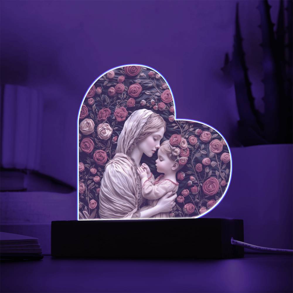 Mother and Child Acrylic Heart Plaque