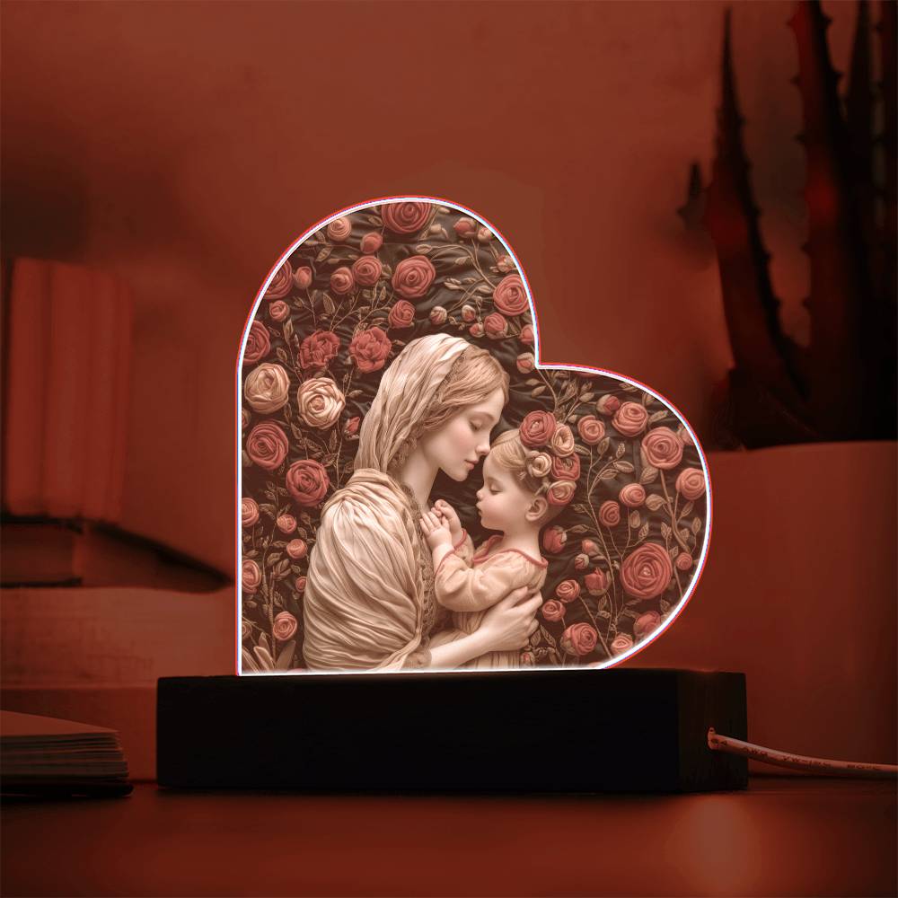 Mother and Child Acrylic Heart Plaque