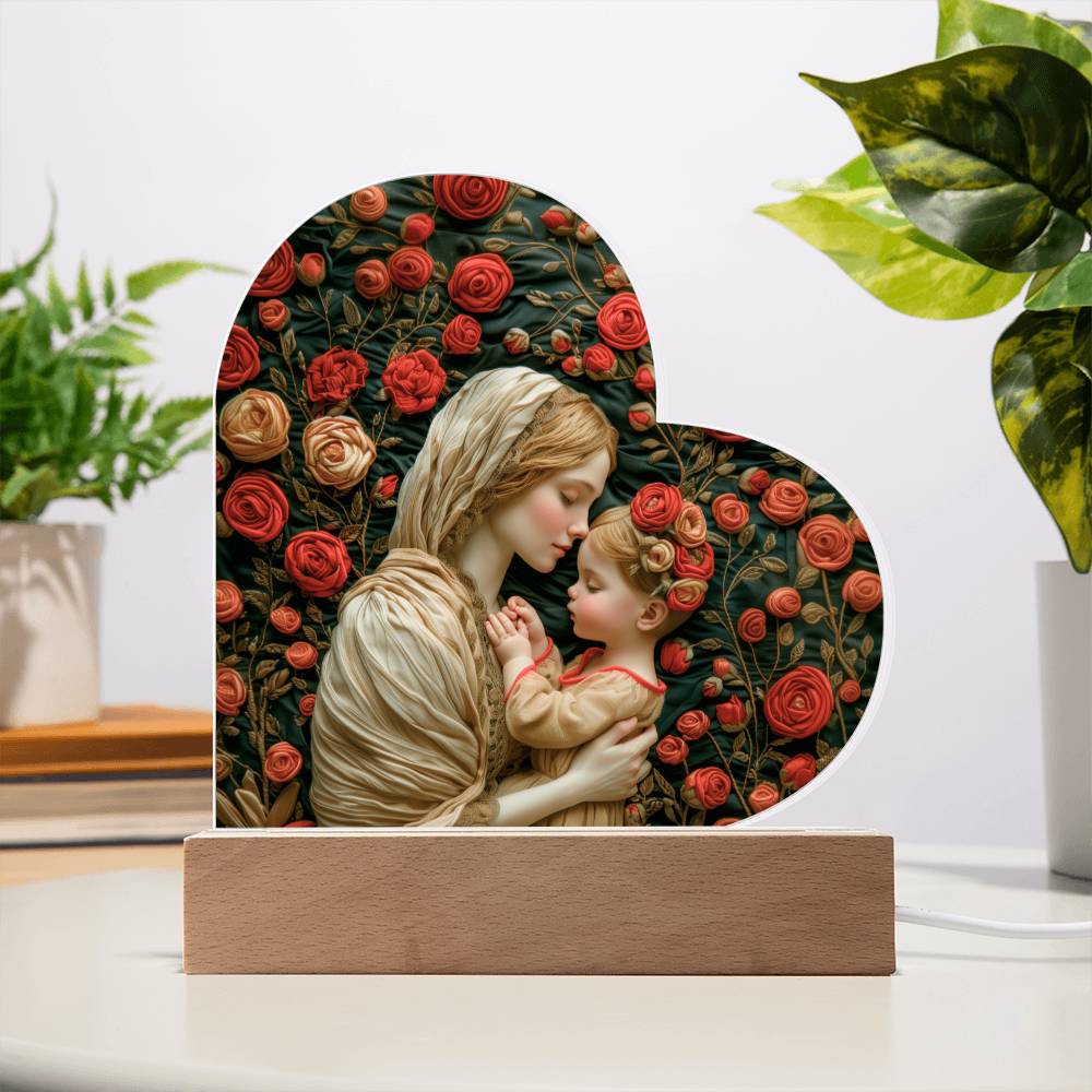 Mother and Child Acrylic Heart Plaque