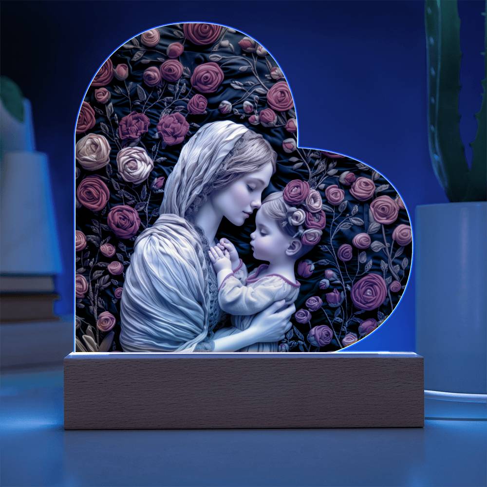 Mother and Child Acrylic Heart Plaque