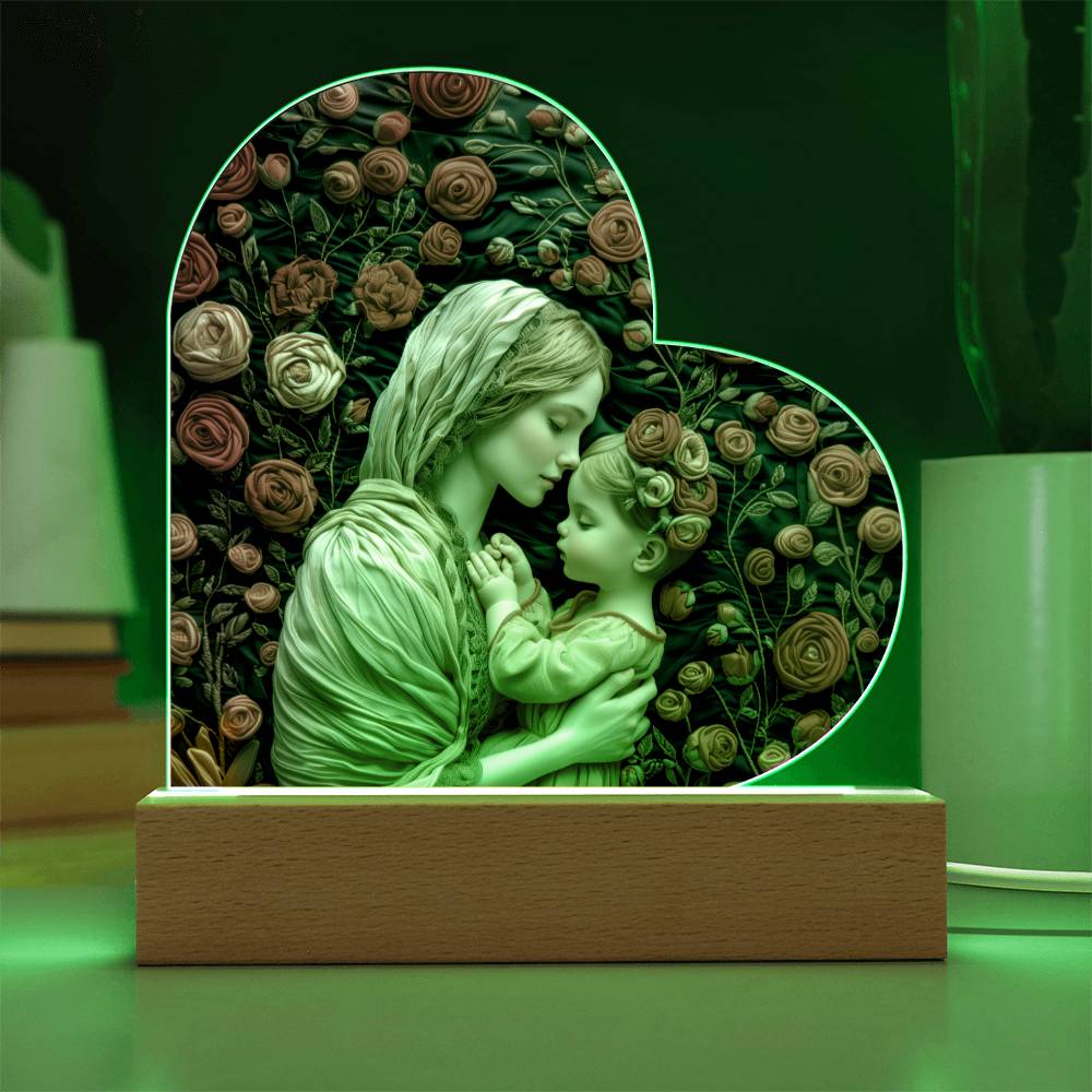 Mother and Child Acrylic Heart Plaque