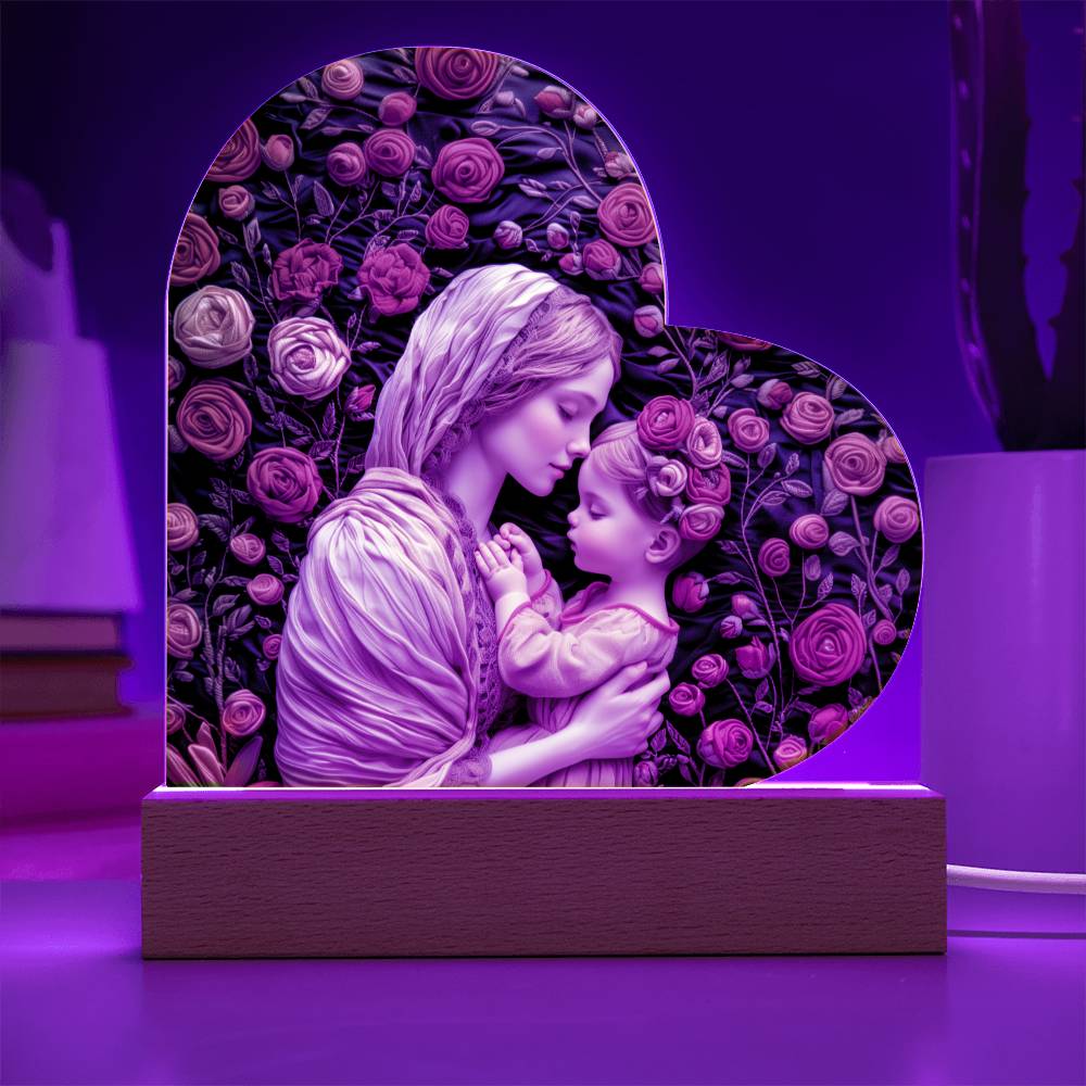 Mother and Child Acrylic Heart Plaque