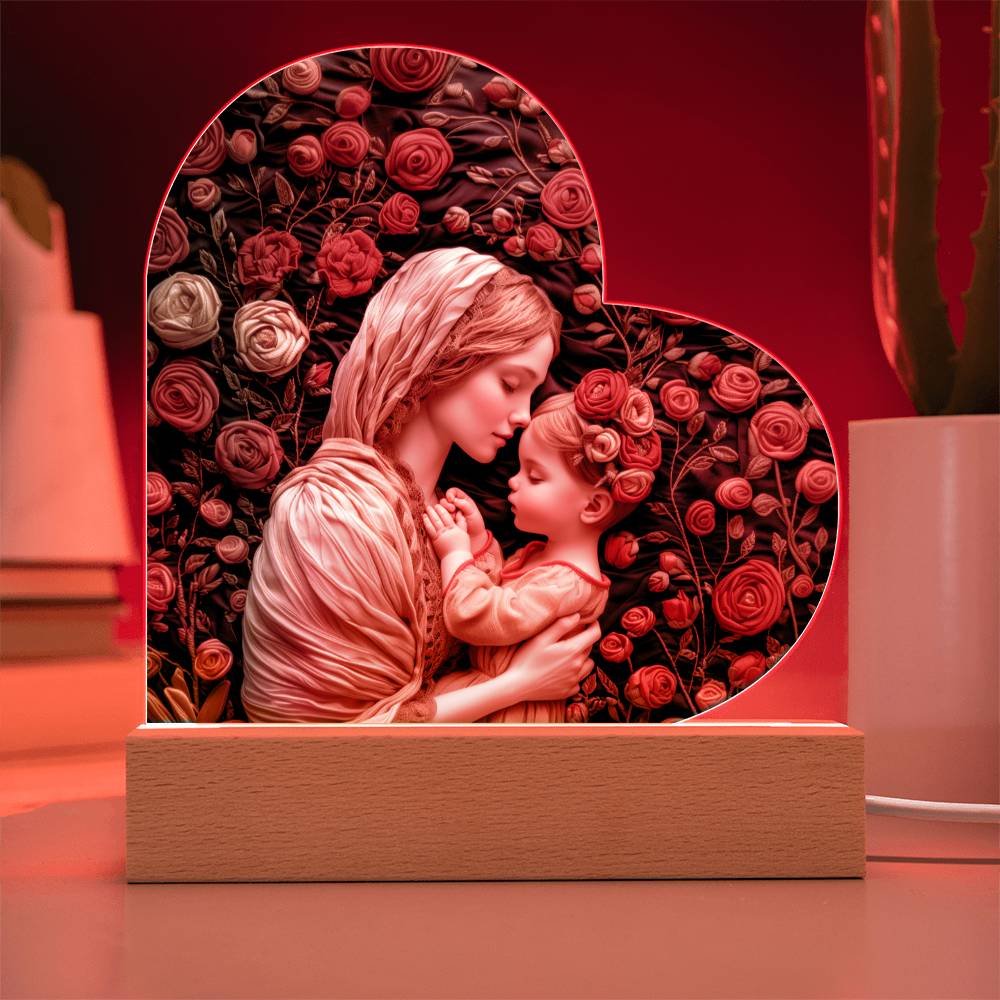 Mother and Child Acrylic Heart Plaque