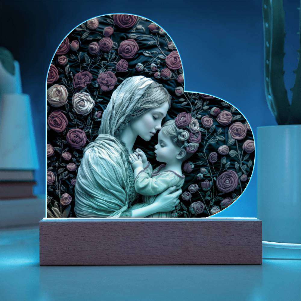 Mother and Child Acrylic Heart Plaque
