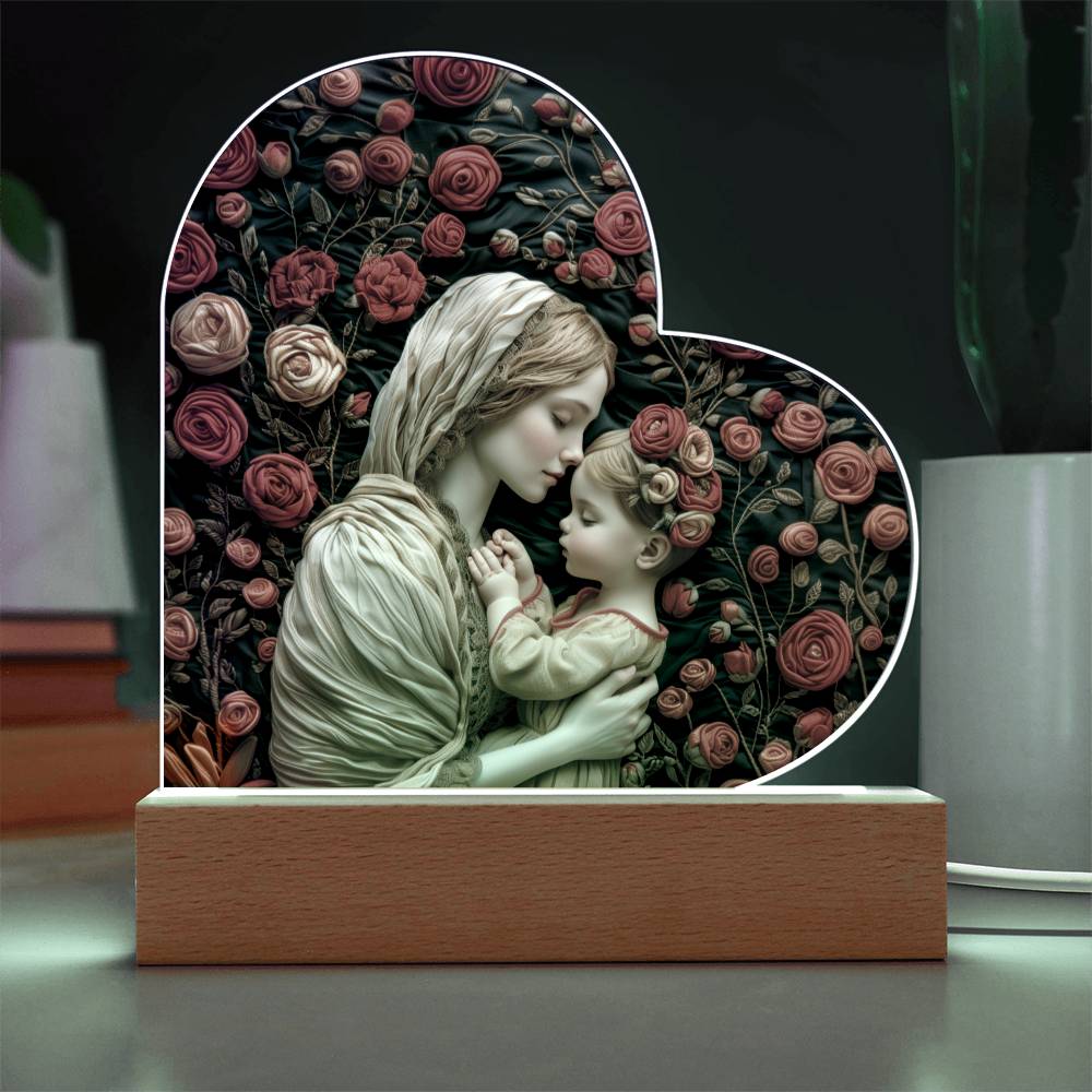 Mother and Child Acrylic Heart Plaque
