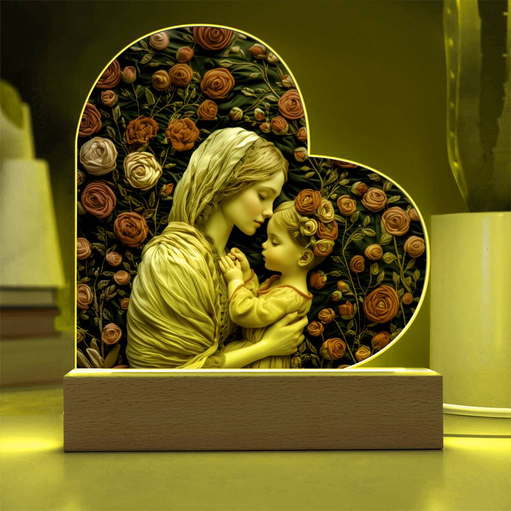Mother and Child Acrylic Heart Plaque