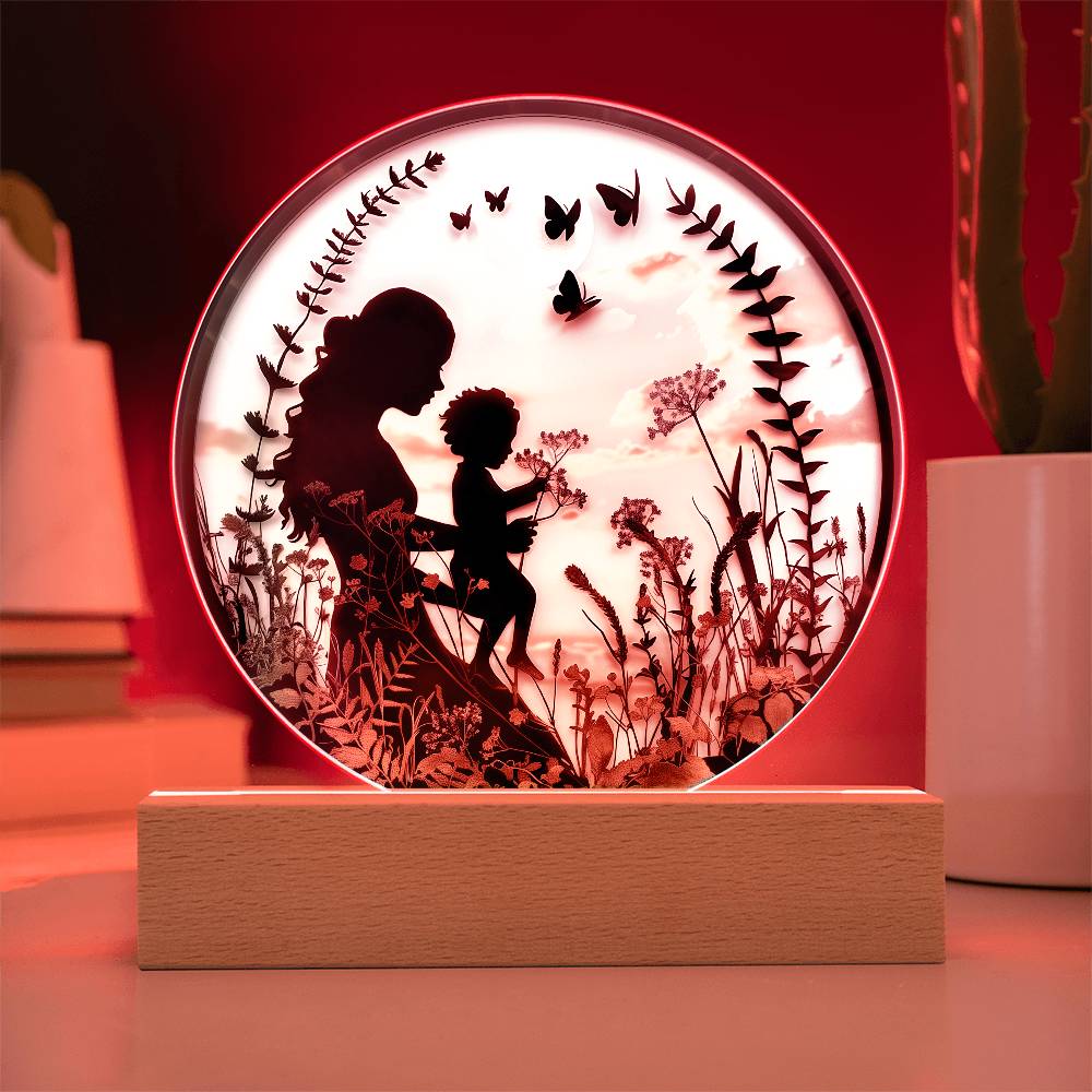 Mother and Child Pressed Flowers Acrylic Plaque