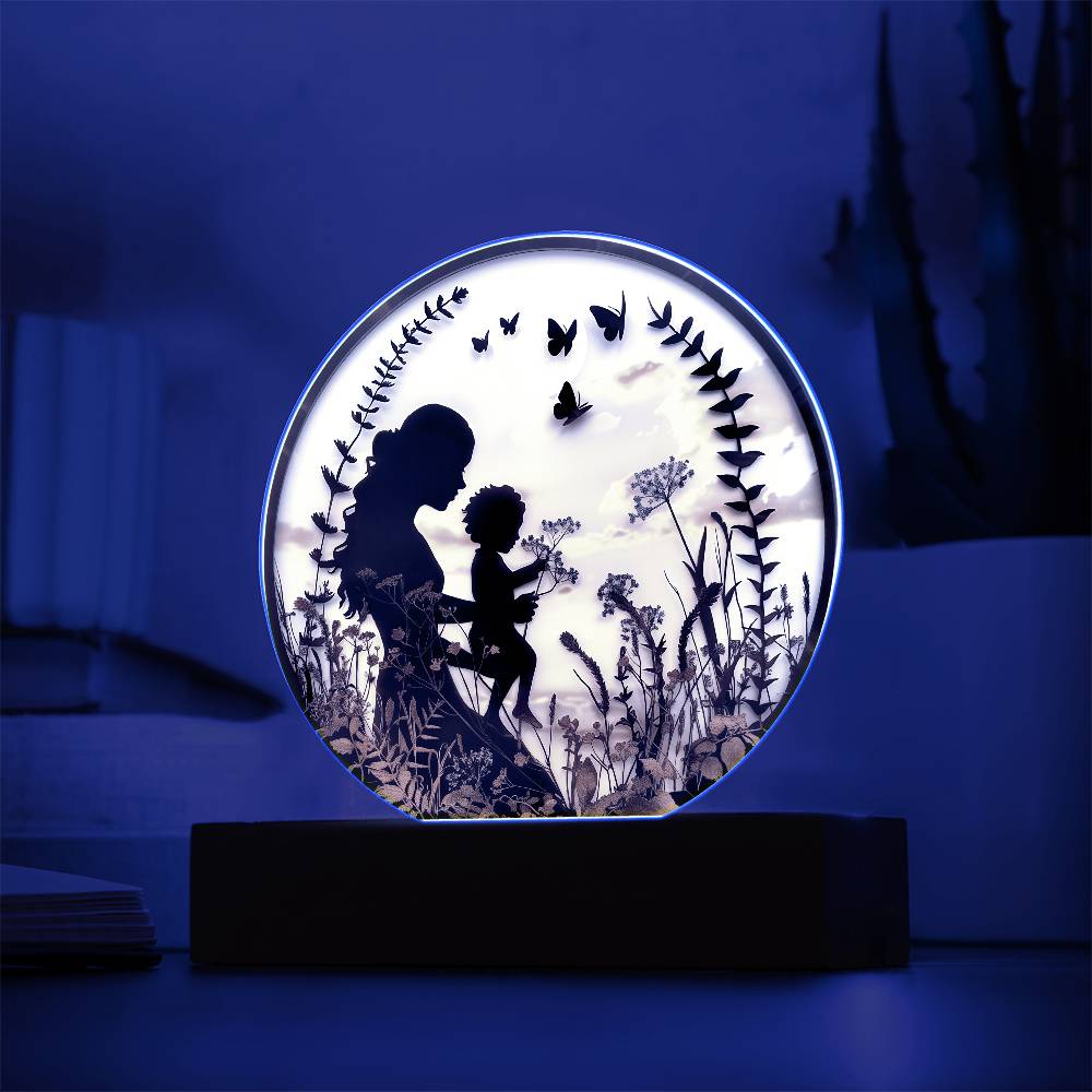 Mother and Child Pressed Flowers Acrylic Plaque