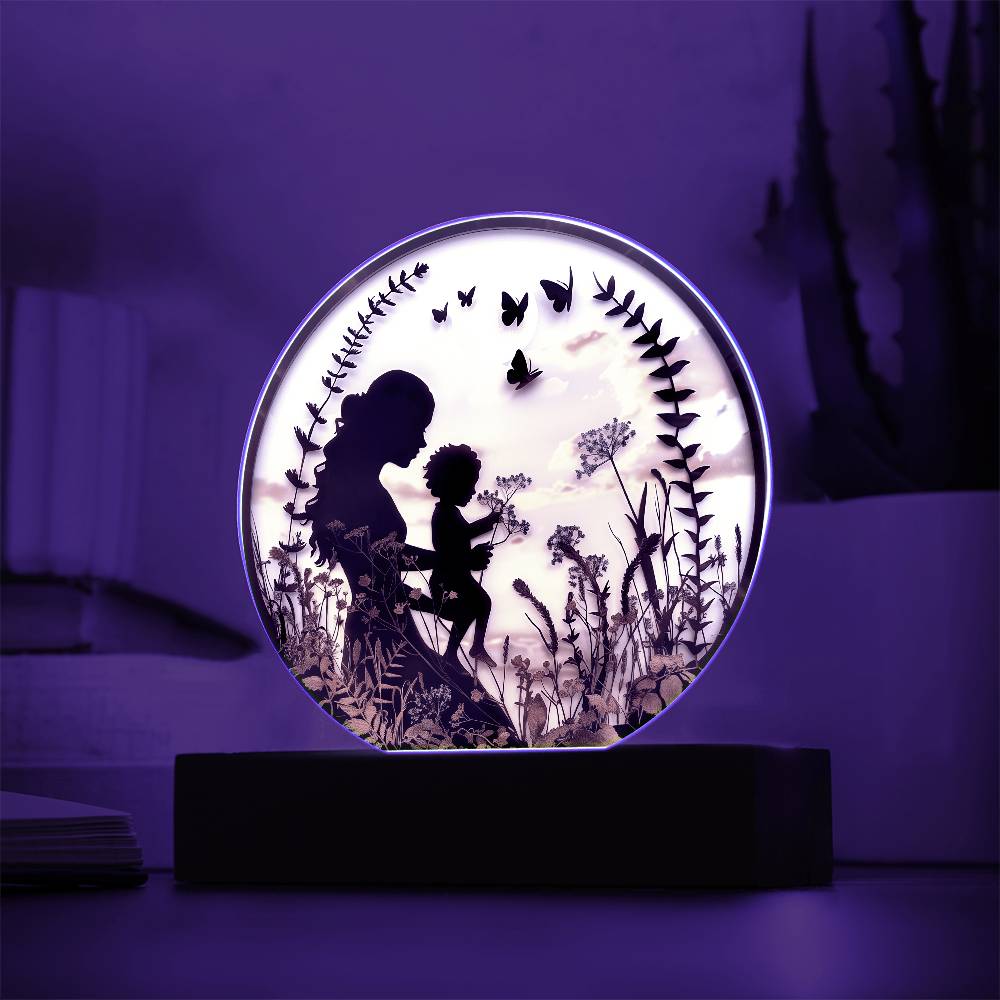 Mother and Child Pressed Flowers Acrylic Plaque
