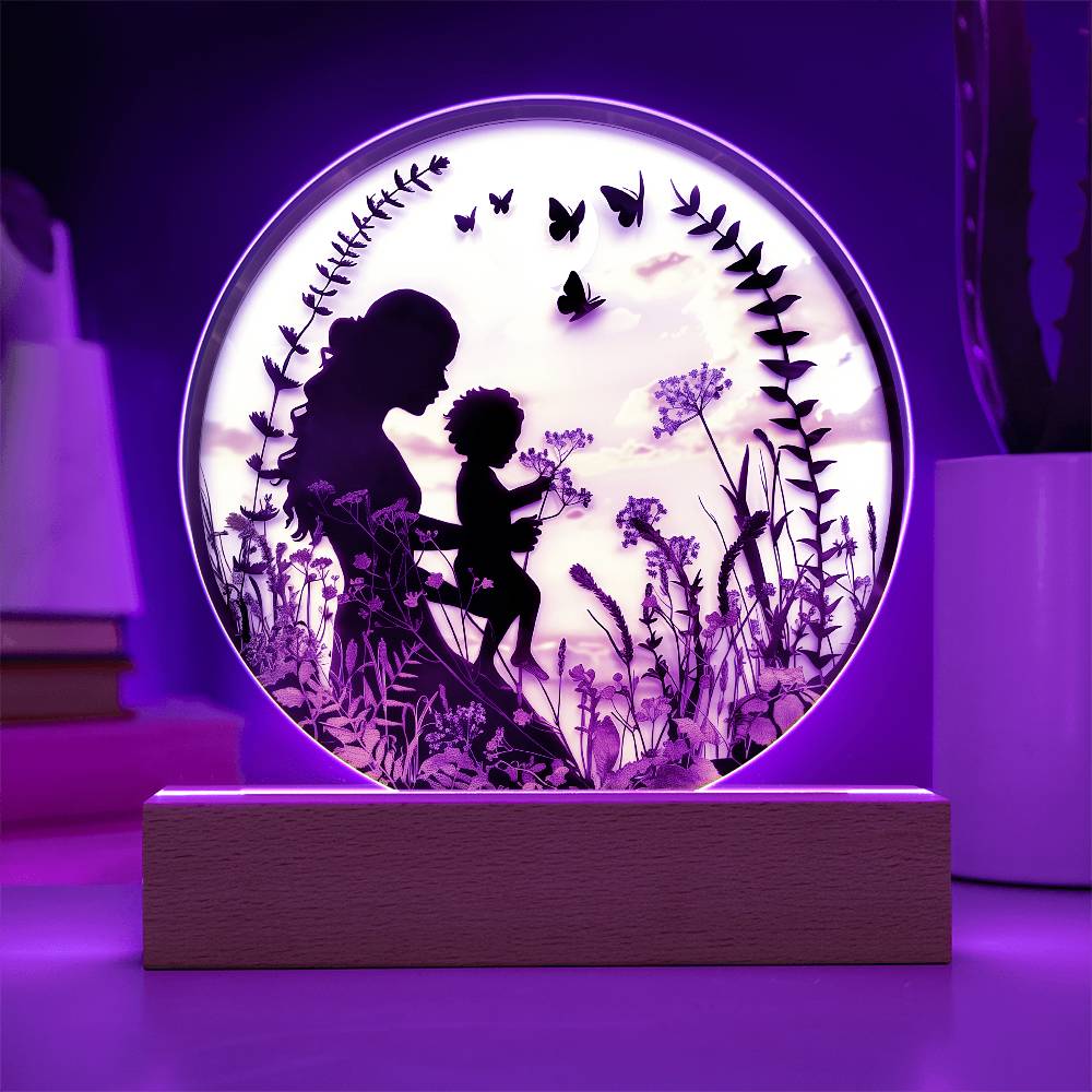 Mother and Child Pressed Flowers Acrylic Plaque