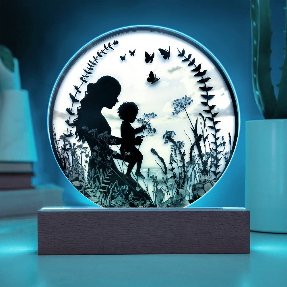 Mother and Child Pressed Flowers Acrylic Plaque