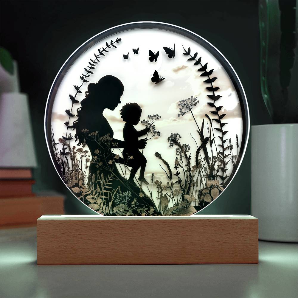 Mother and Child Pressed Flowers Acrylic Plaque