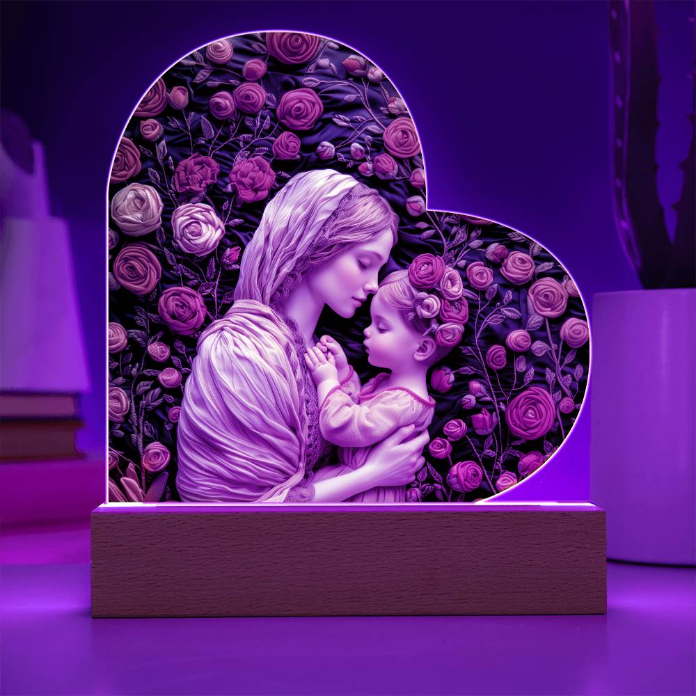 Mother and Child Acrylic Heart Plaque
