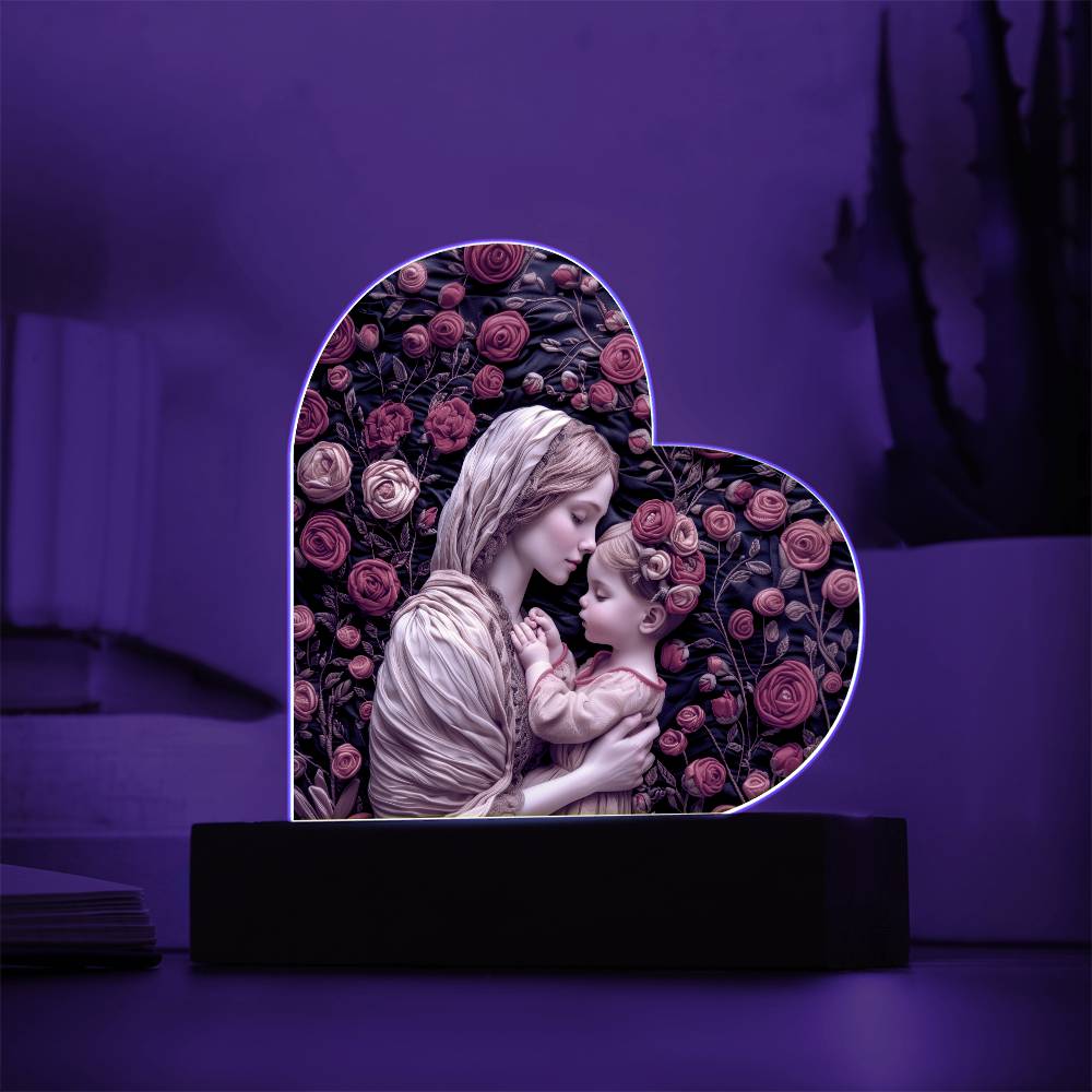 Mother and Child Acrylic Heart Plaque