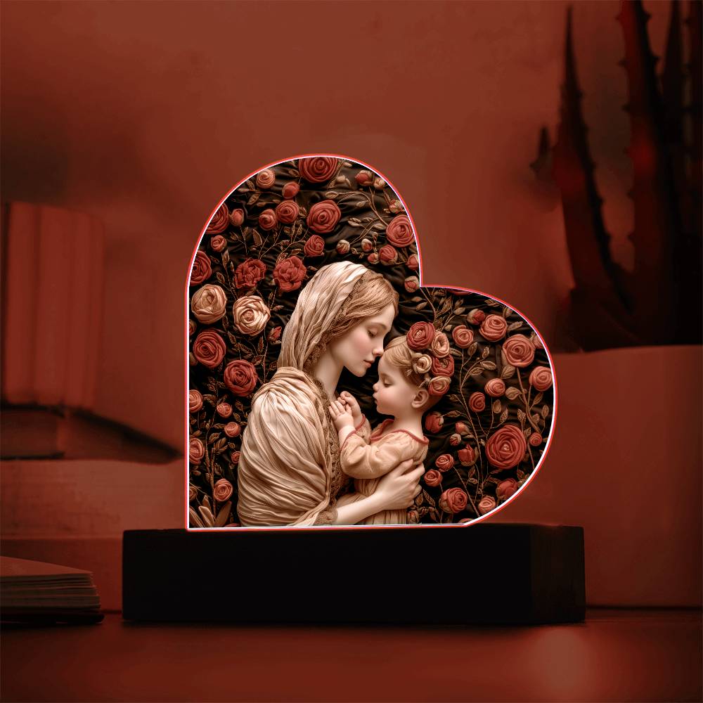 Mother and Child Acrylic Heart Plaque