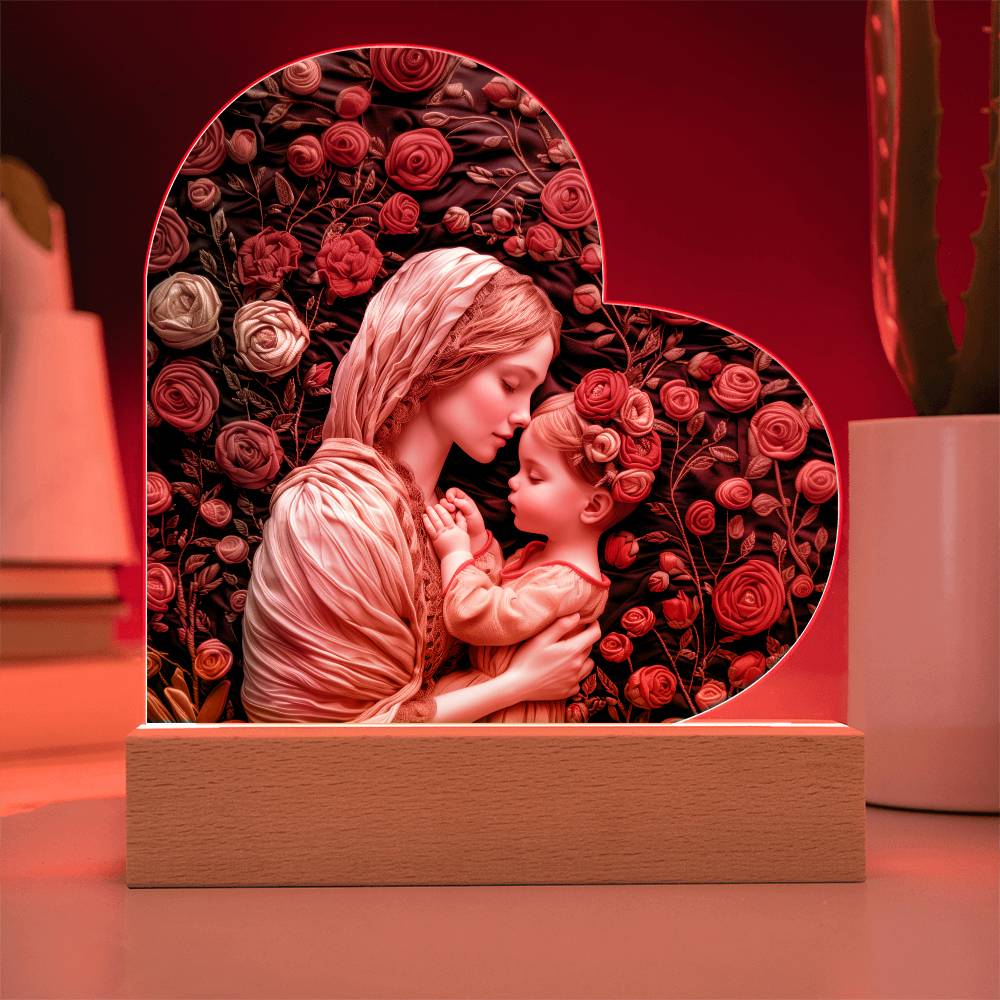 Mother and Child Acrylic Heart Plaque
