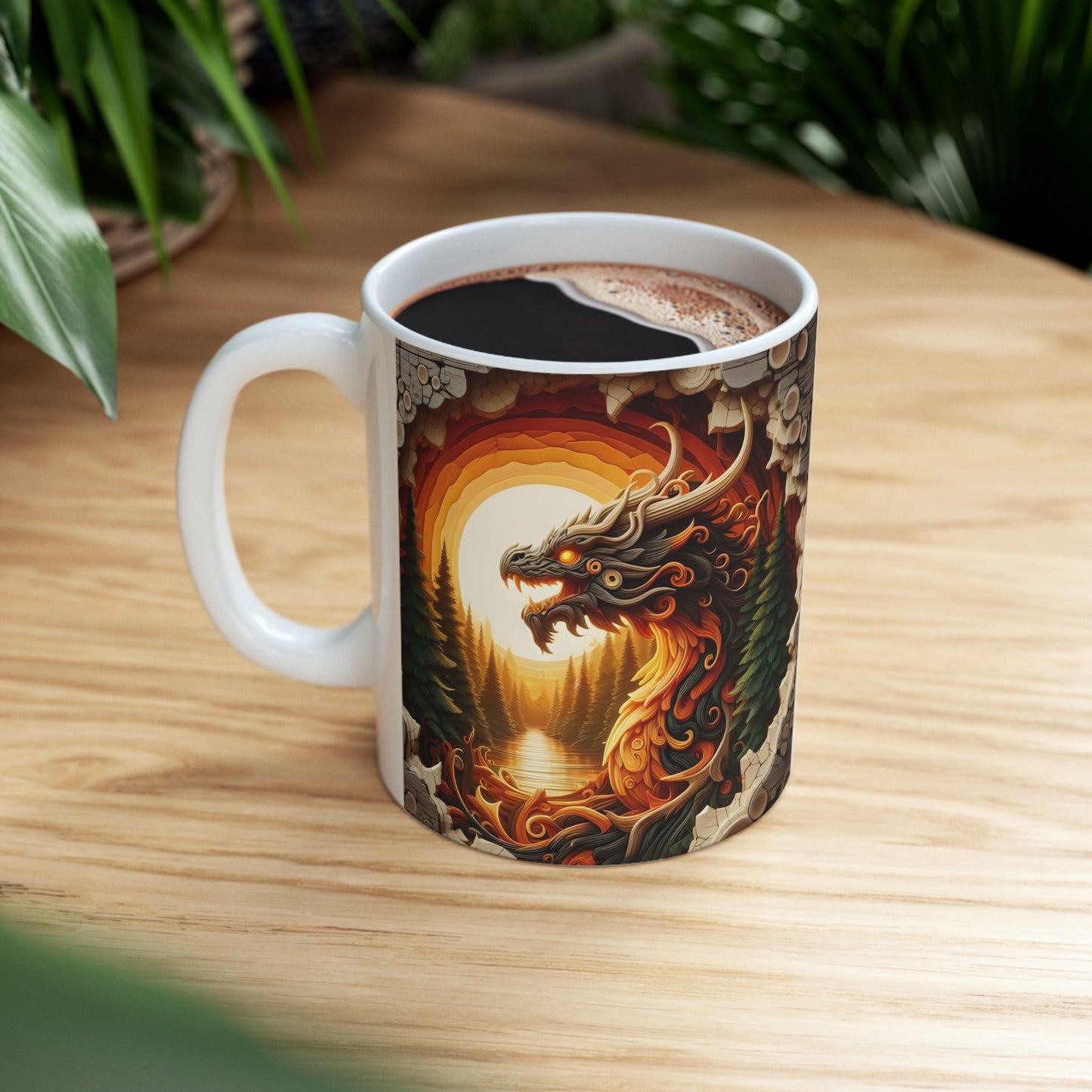 Wooden Dragon Ceramic Mug 11oz