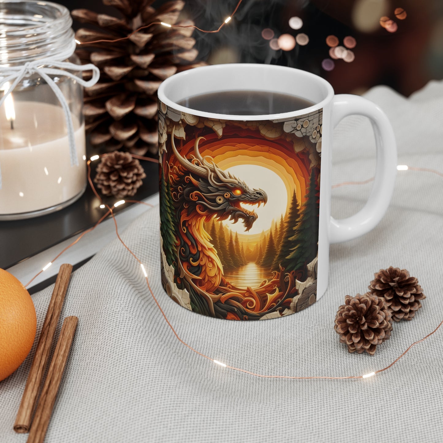 Wooden Dragon Ceramic Mug 11oz