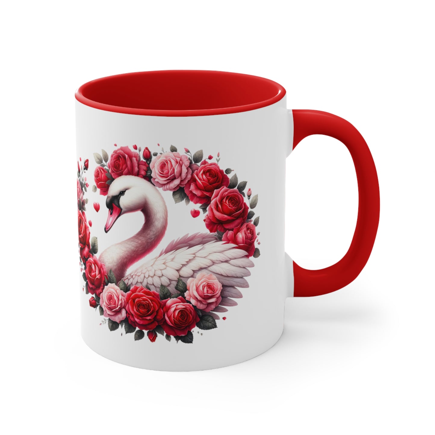 Swans and Roses Accent Coffee Mug, 11oz