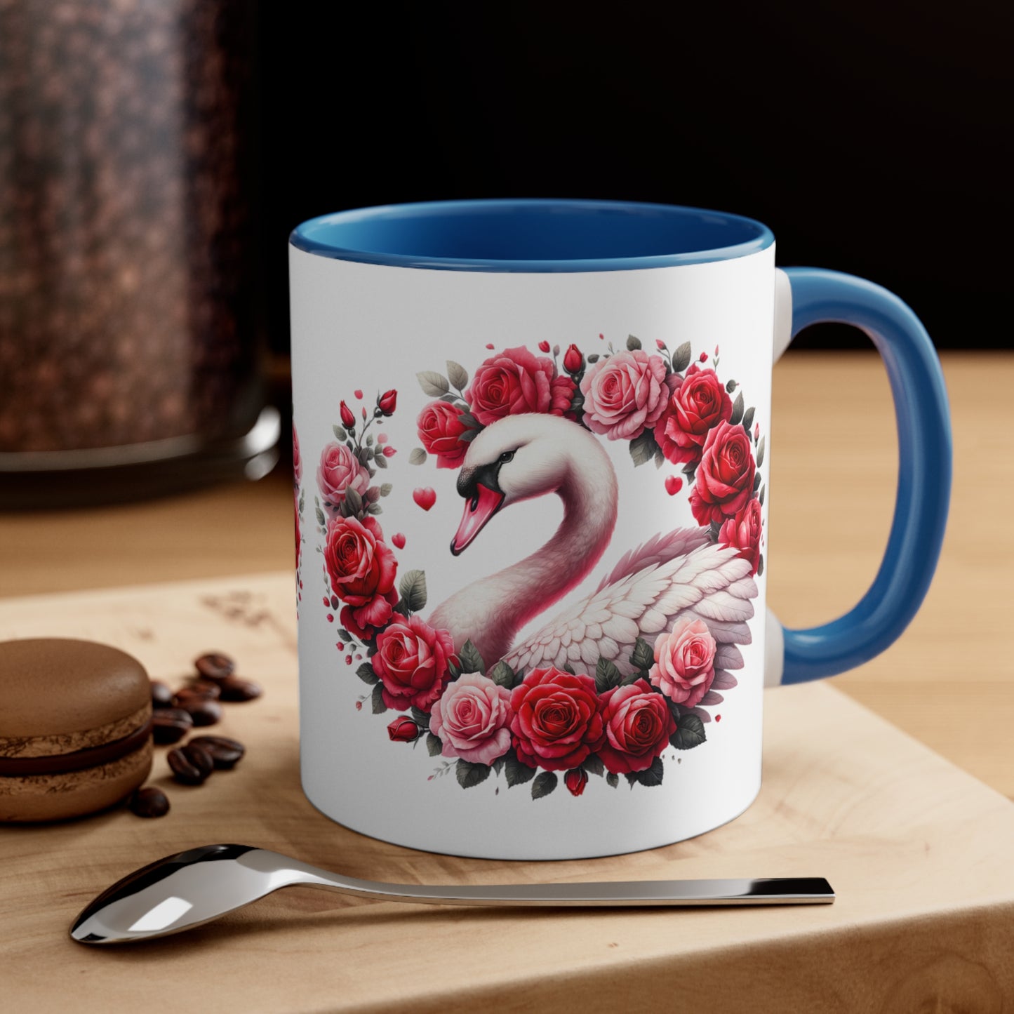 Swans and Roses Accent Coffee Mug, 11oz