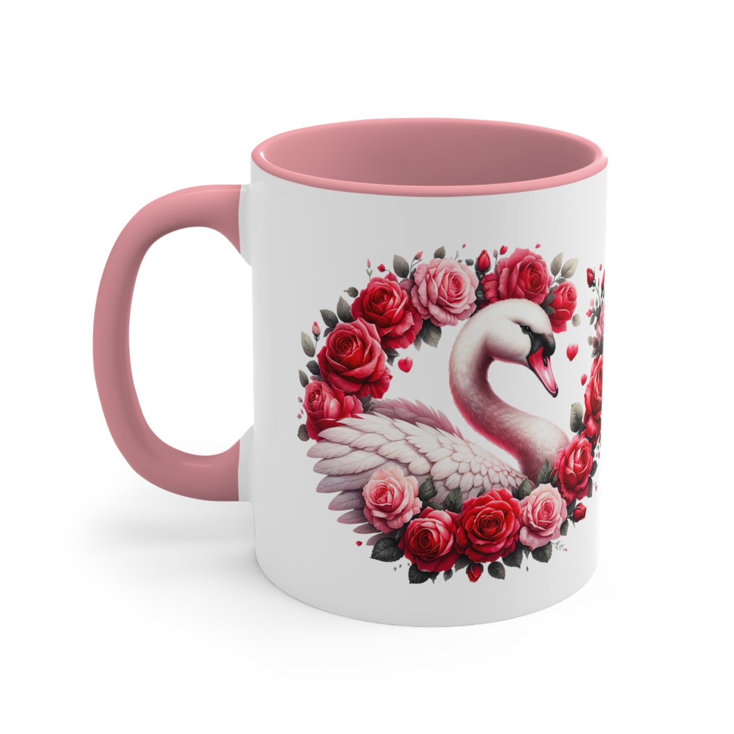 Swans and Roses Accent Coffee Mug, 11oz