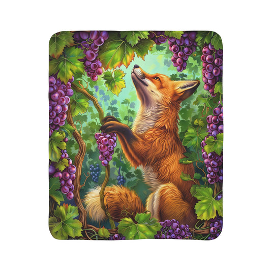 The Fox and the Grapes Fleece Sherpa Blanket