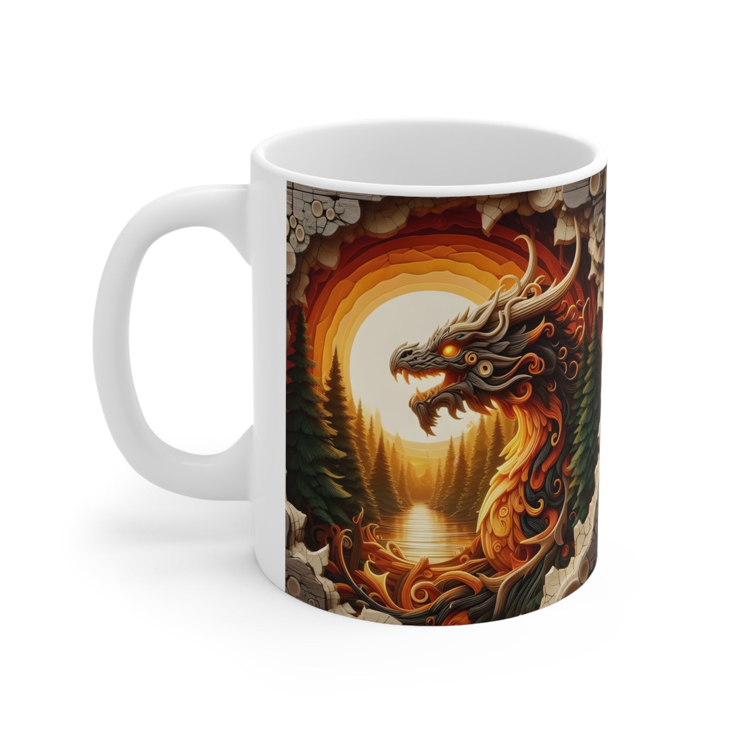 Wooden Dragon Ceramic Mug 11oz