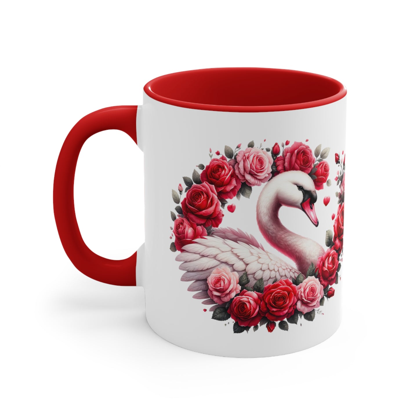 Swans and Roses Accent Coffee Mug, 11oz