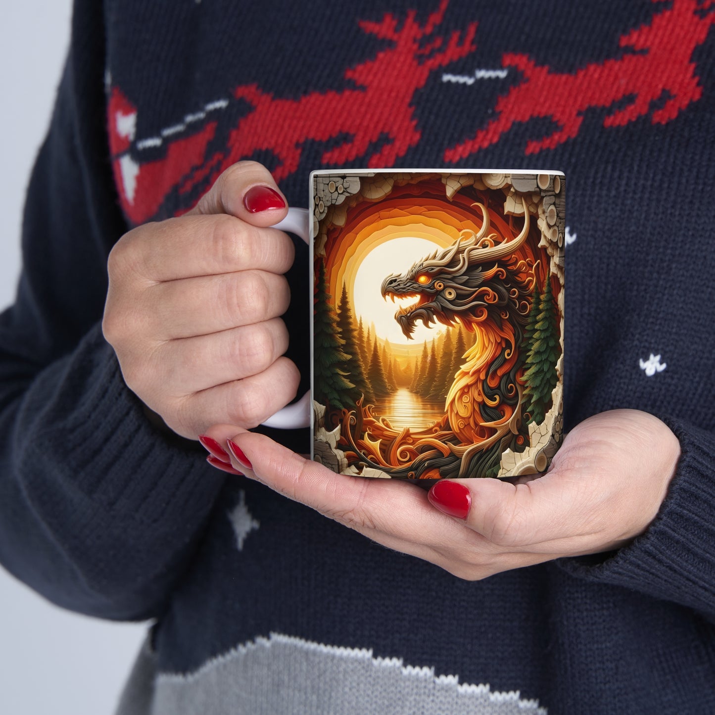 Wooden Dragon Ceramic Mug 11oz