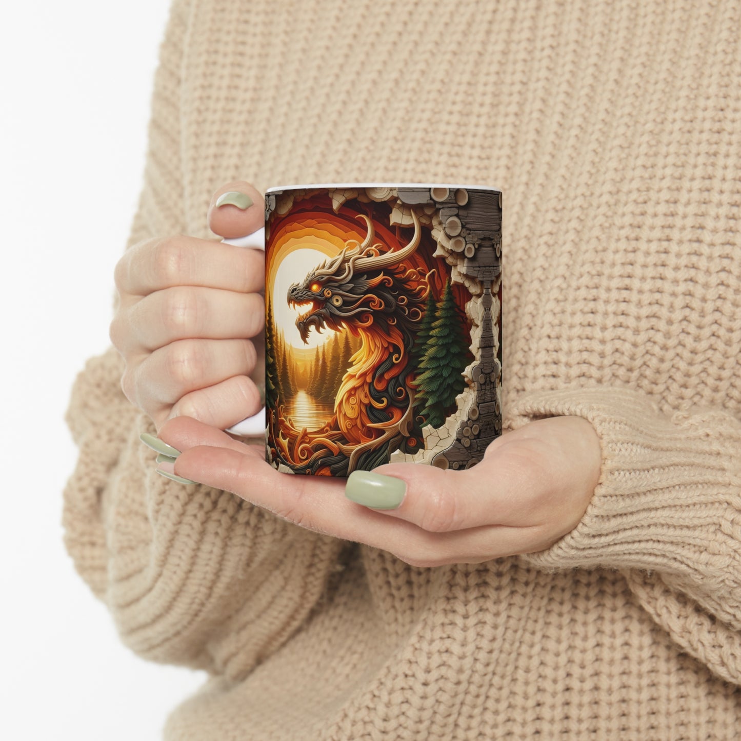 Wooden Dragon Ceramic Mug 11oz