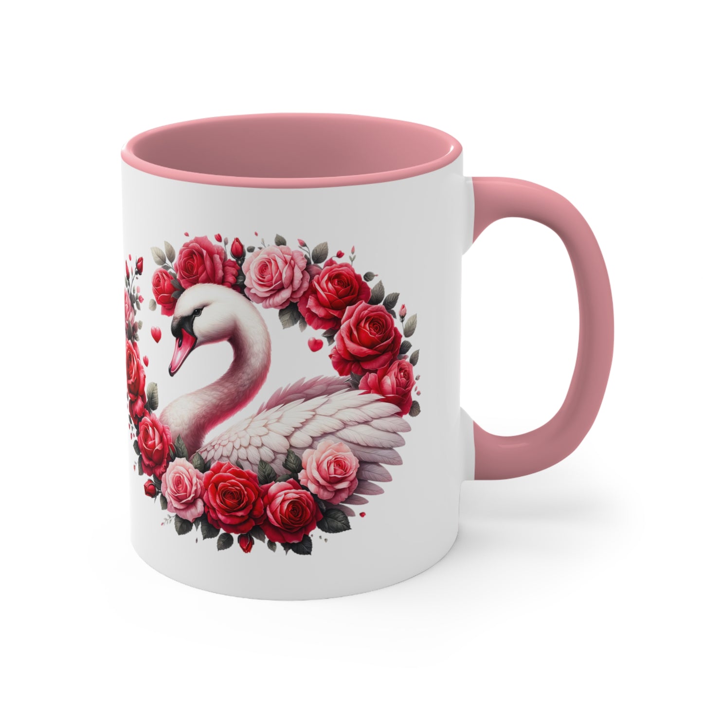 Swans and Roses Accent Coffee Mug, 11oz