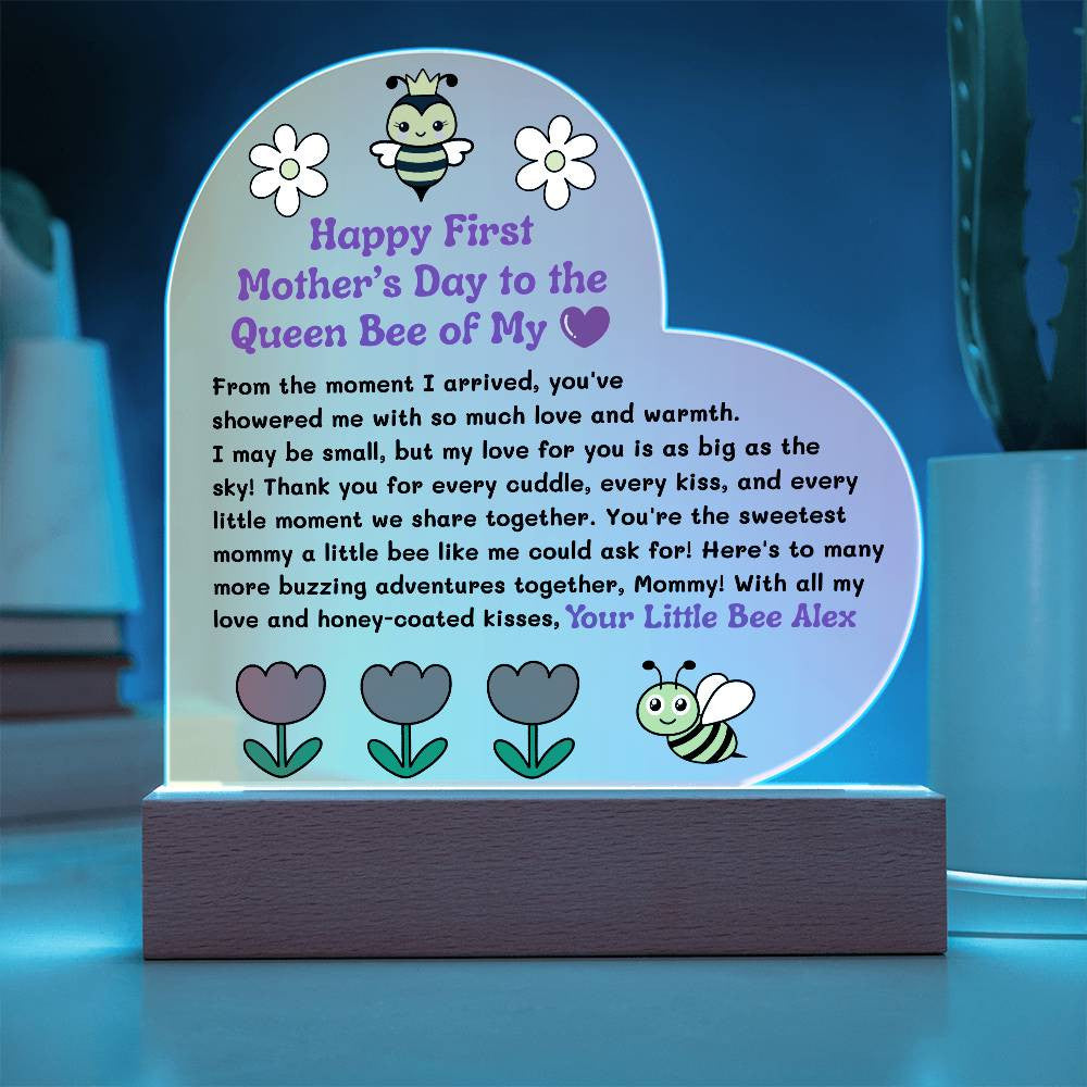 Happy First Mother's Day Acrylic Heart Plaque