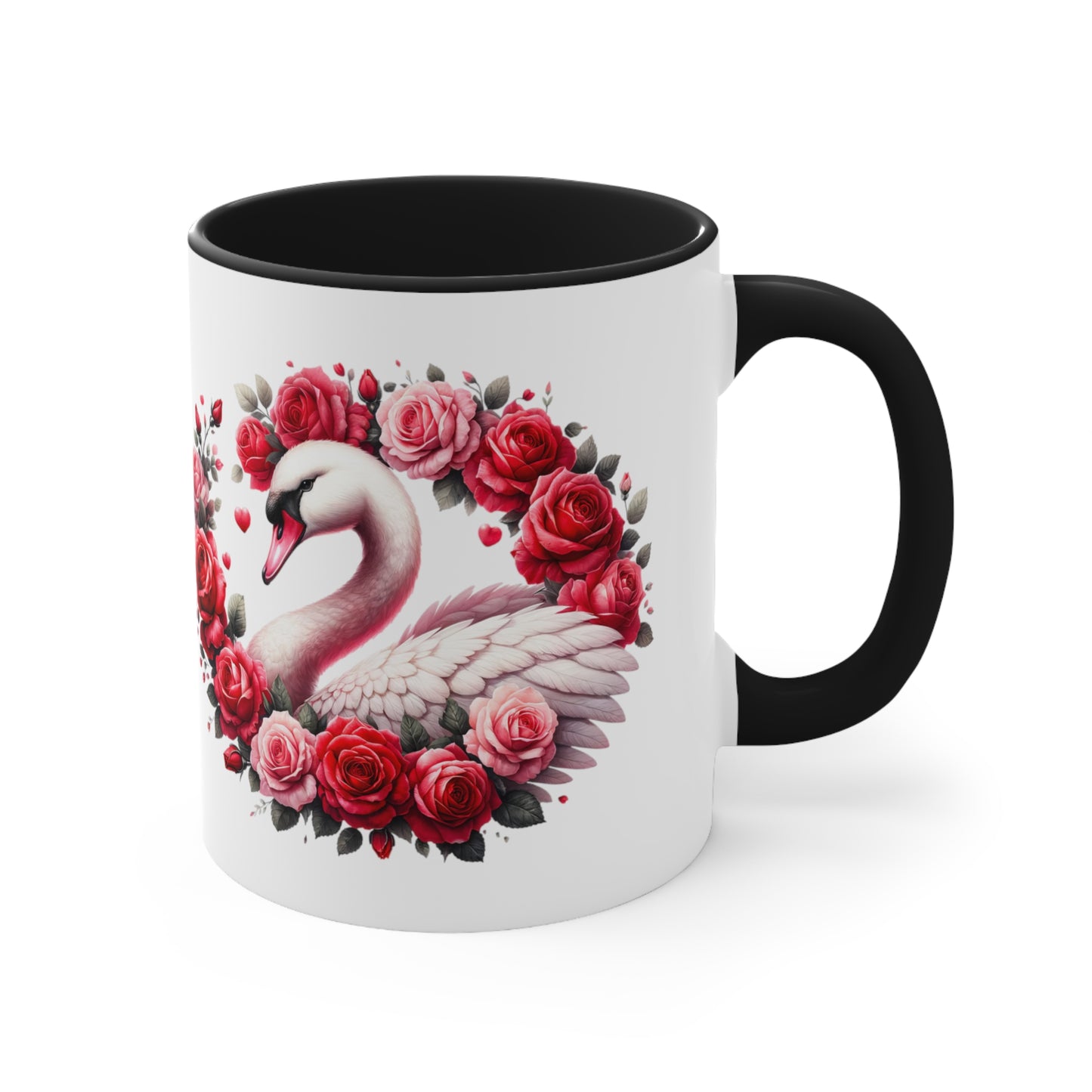 Swans and Roses Accent Coffee Mug, 11oz