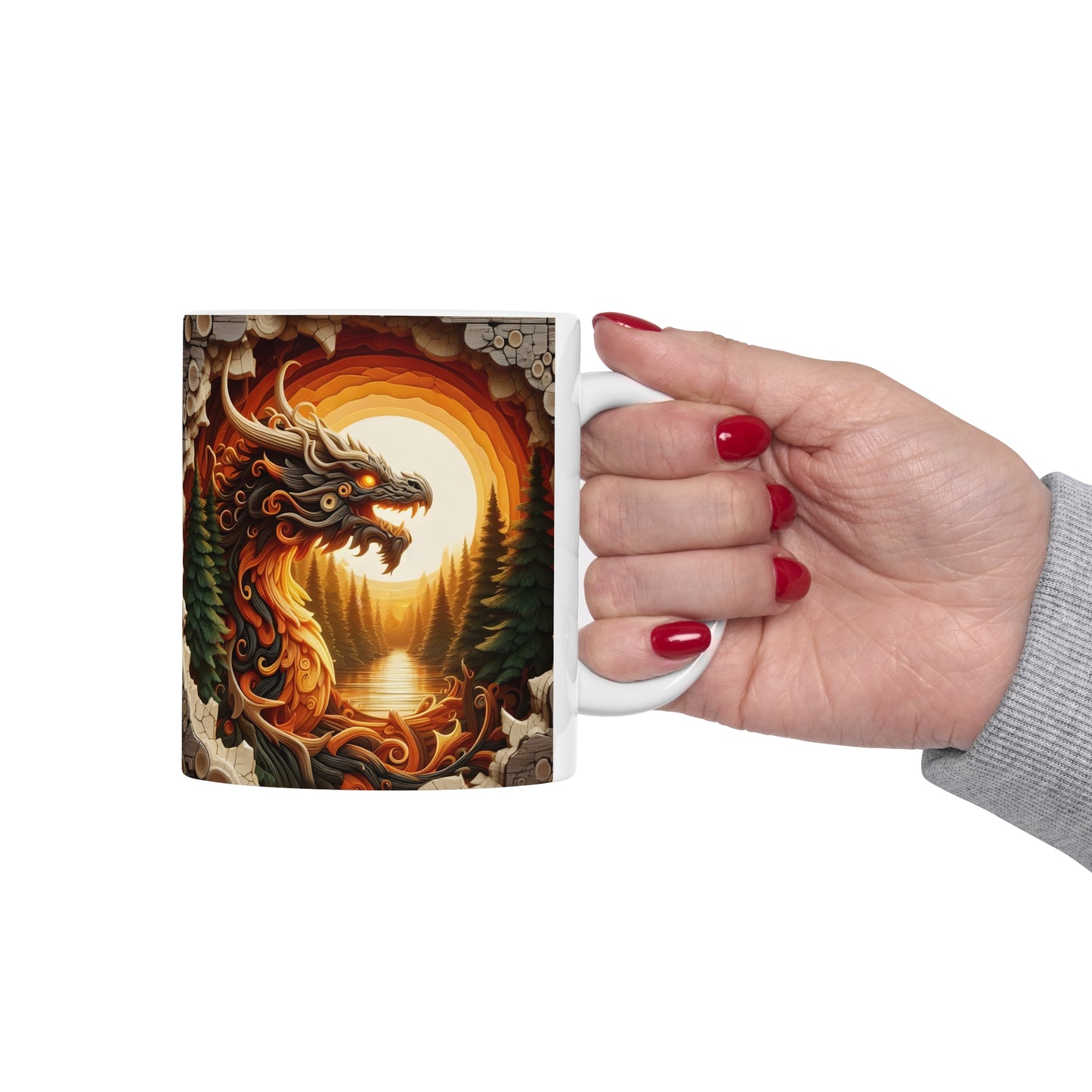 Wooden Dragon Ceramic Mug 11oz