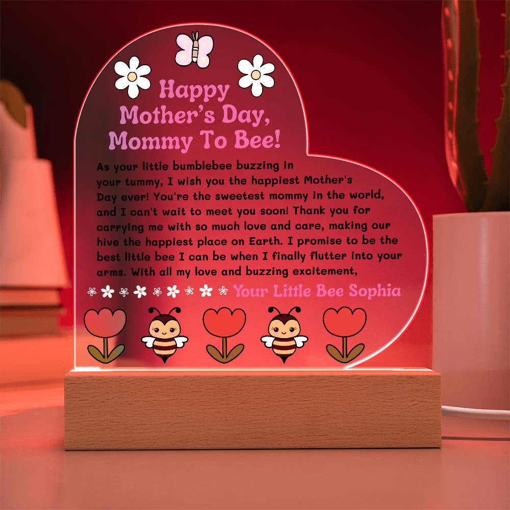 Mommy To Bee Acrylic Heart Plaque