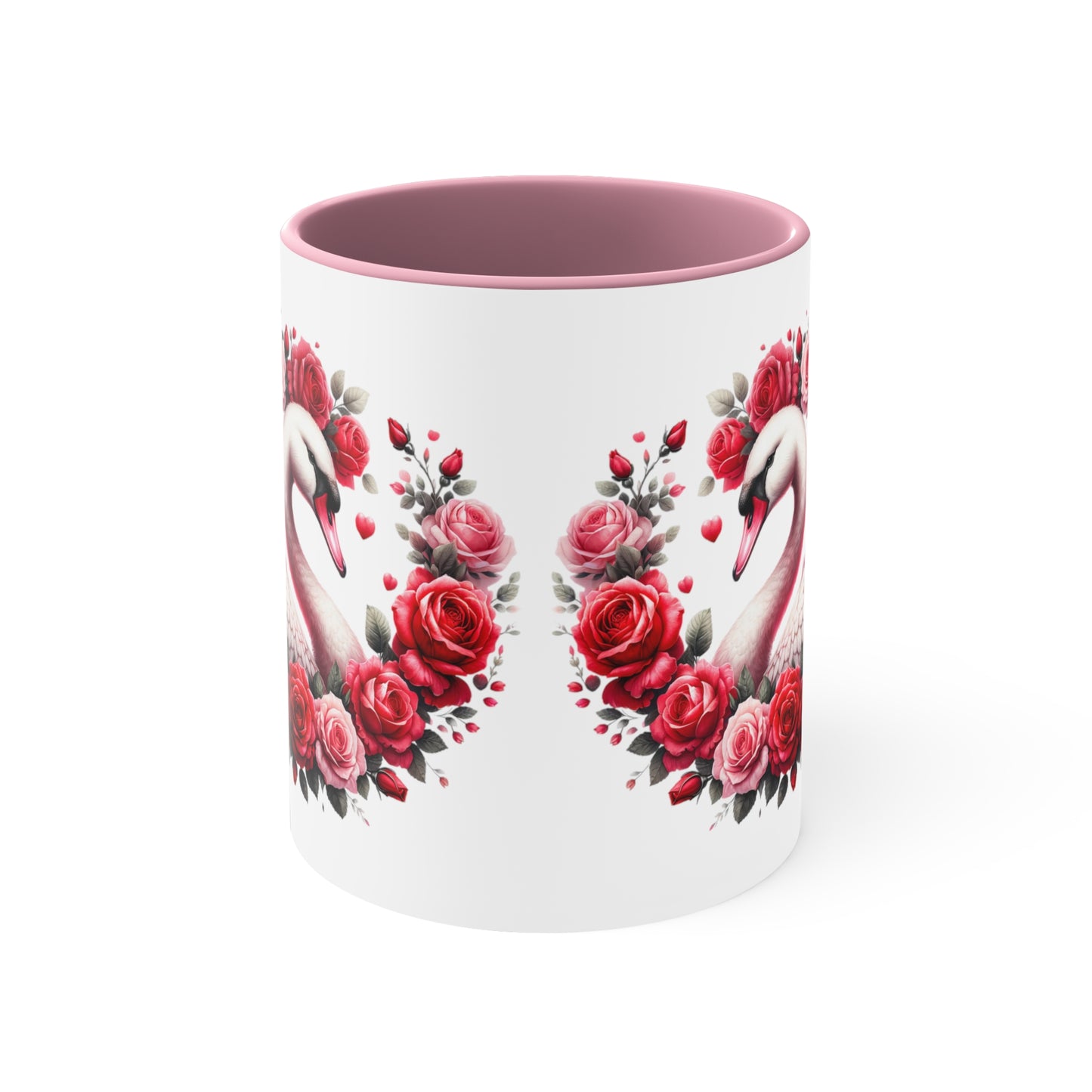 Swans and Roses Accent Coffee Mug, 11oz