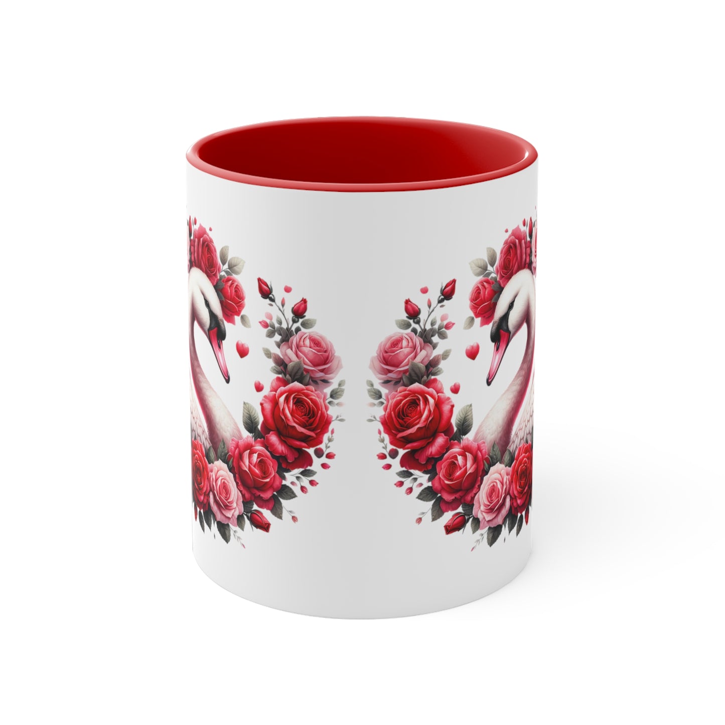 Swans and Roses Accent Coffee Mug, 11oz