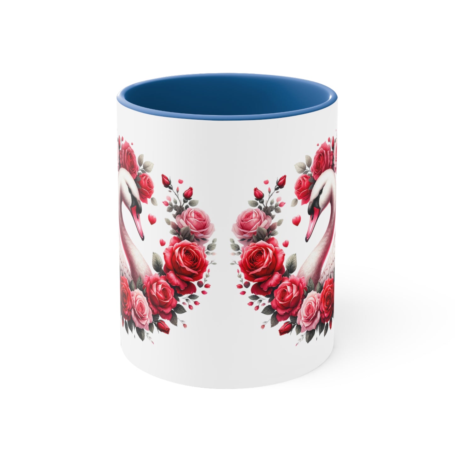 Swans and Roses Accent Coffee Mug, 11oz