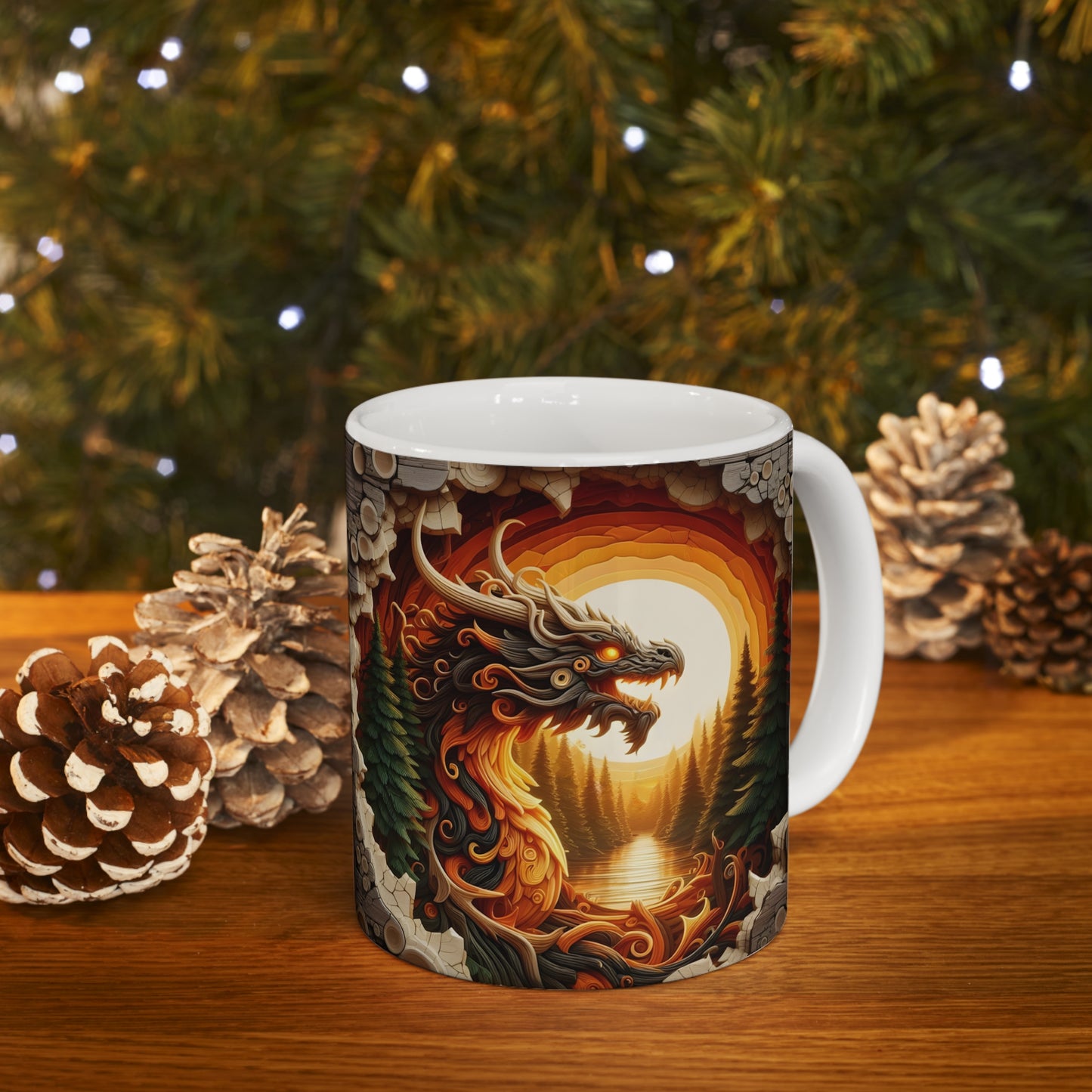 Wooden Dragon Ceramic Mug 11oz