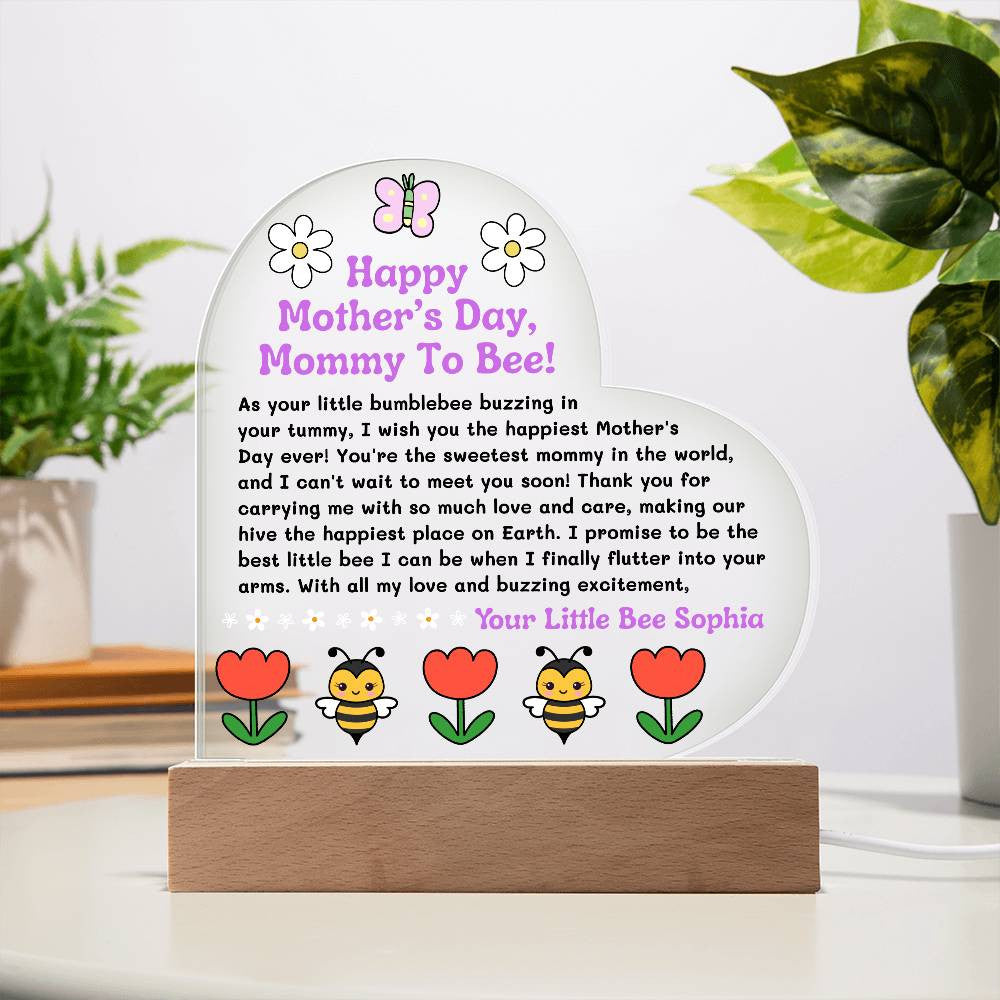 Mommy To Bee Acrylic Heart Plaque