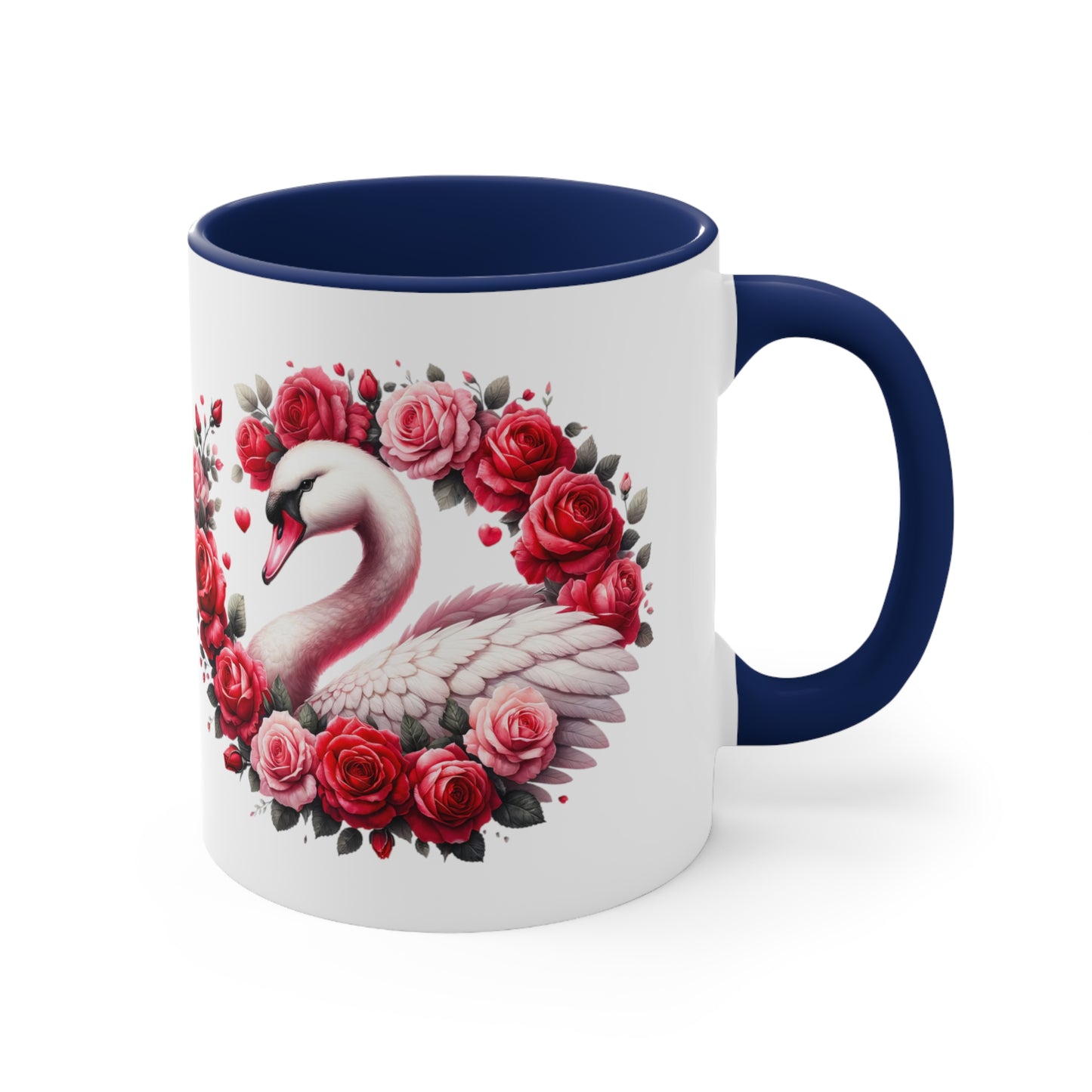 Swans and Roses Accent Coffee Mug, 11oz