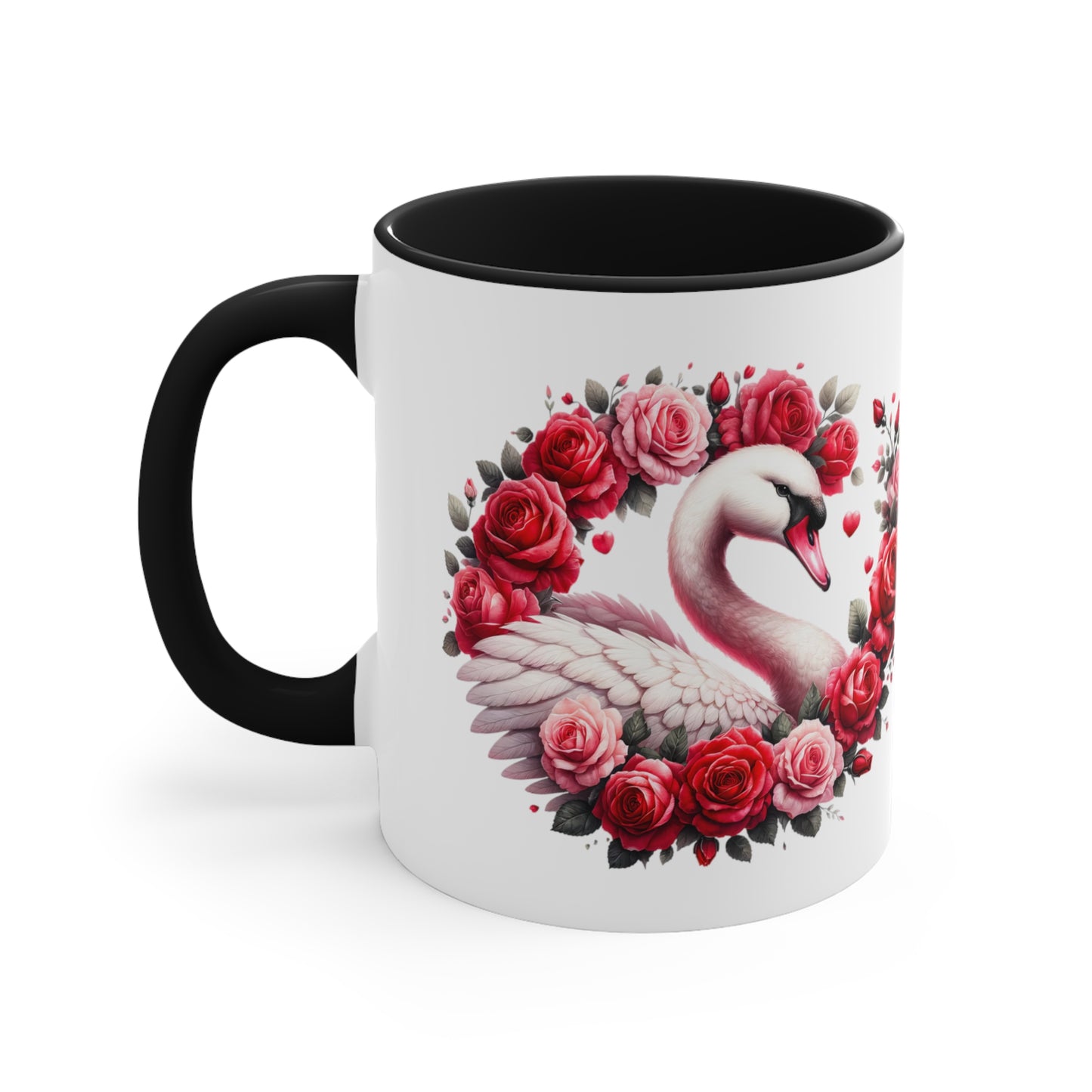 Swans and Roses Accent Coffee Mug, 11oz