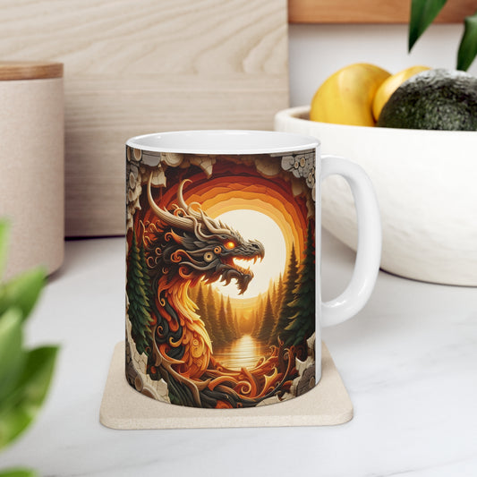 Wooden Dragon Ceramic Mug 11oz