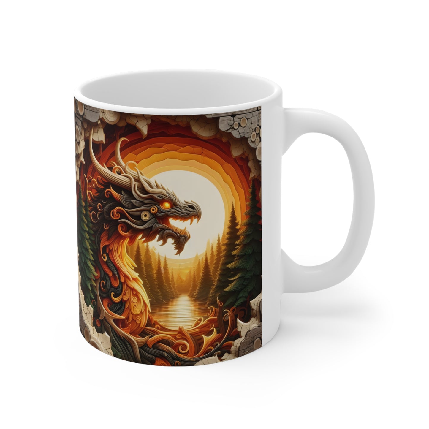 Wooden Dragon Ceramic Mug 11oz