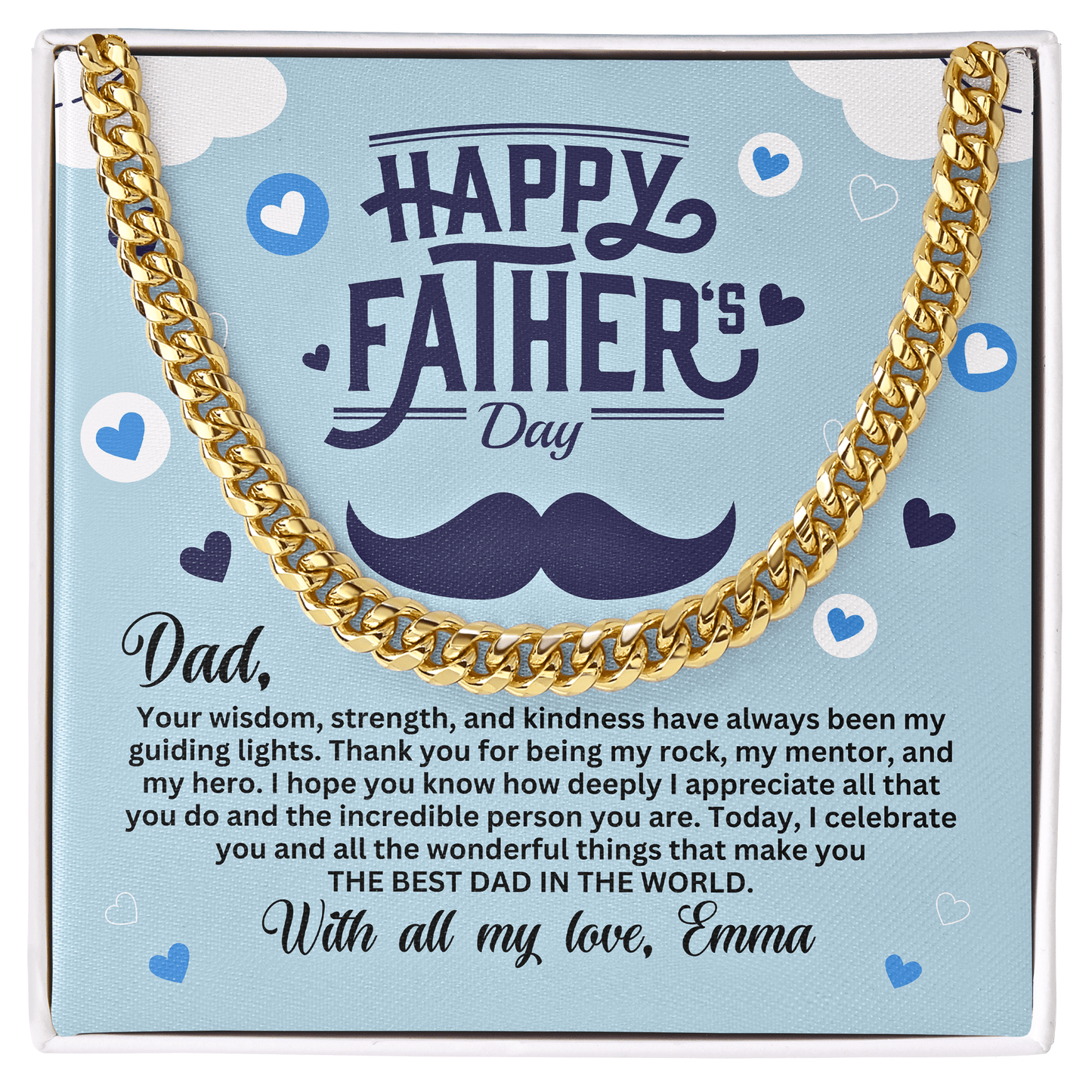 Happy Father's Day Cuban Link Chain