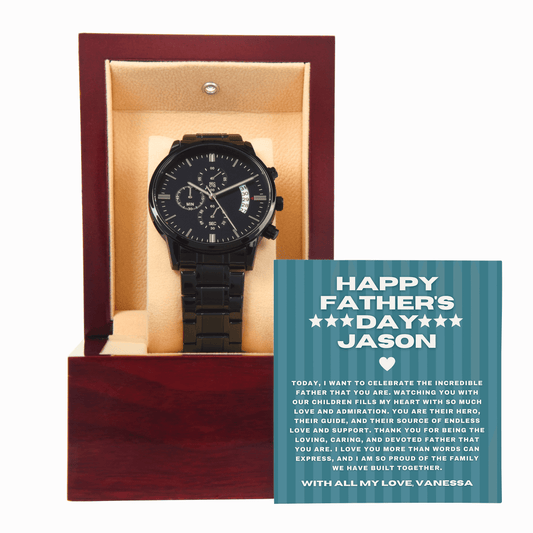Father's Day Gift for Husband Black Chronograph Watch