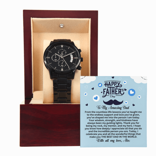 Happy Father's Day Black Chronograph Watch
